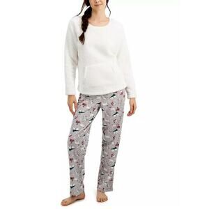 Family Pajamas Women Polar Bears Family Pajama 2 Piece Set White Size M